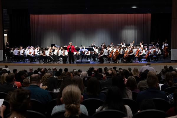 Students performing at the 2023-2024 All County Orchestra Concert